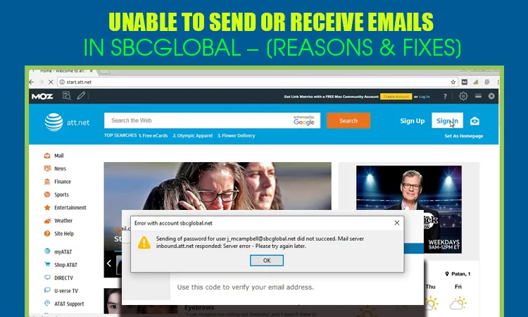 Unable to Send or Receive Emails in SBCGlobal